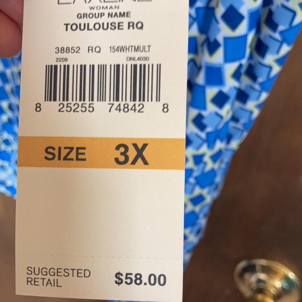 Emaline top sleeveless abstract geometric print w stretch casual office 1X  3X - Picture 12 of 17